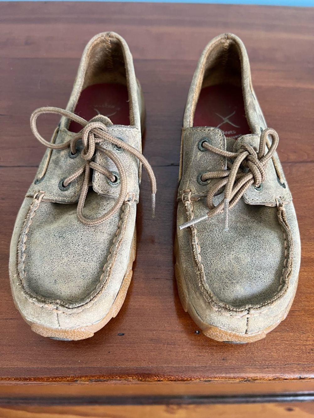 Twisted X Youth Boat Shoe Moccasins in Light Tan Suede